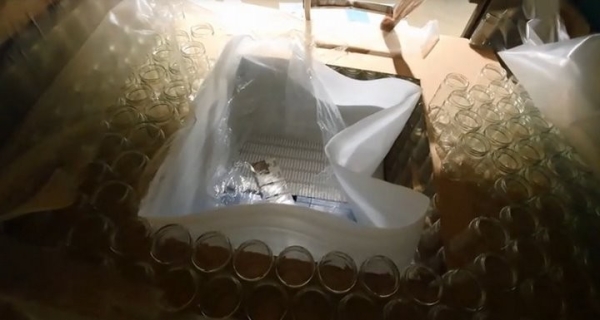 Редкий случай: контрабанду сигарет на полмиллиона евро спрятали среди стеклянных банок в фуре из Беларуси