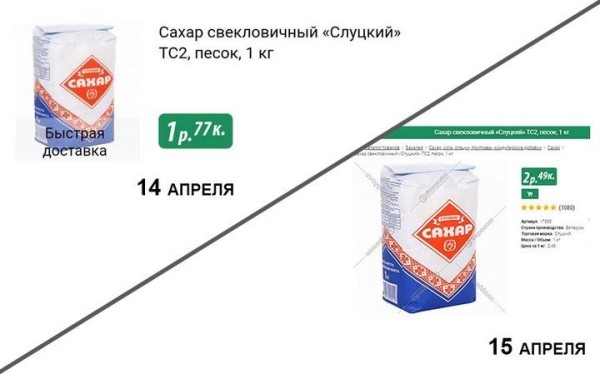 
                На сколько подорожал сахар.
            