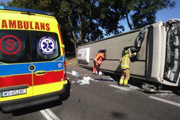 В Польше перевернулся автобус из Беларуси