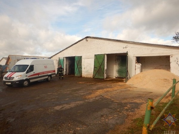 В полоцком районе спасатели достали молодого человека, зажатого в кормораздаточном прицепе. Видео и фото